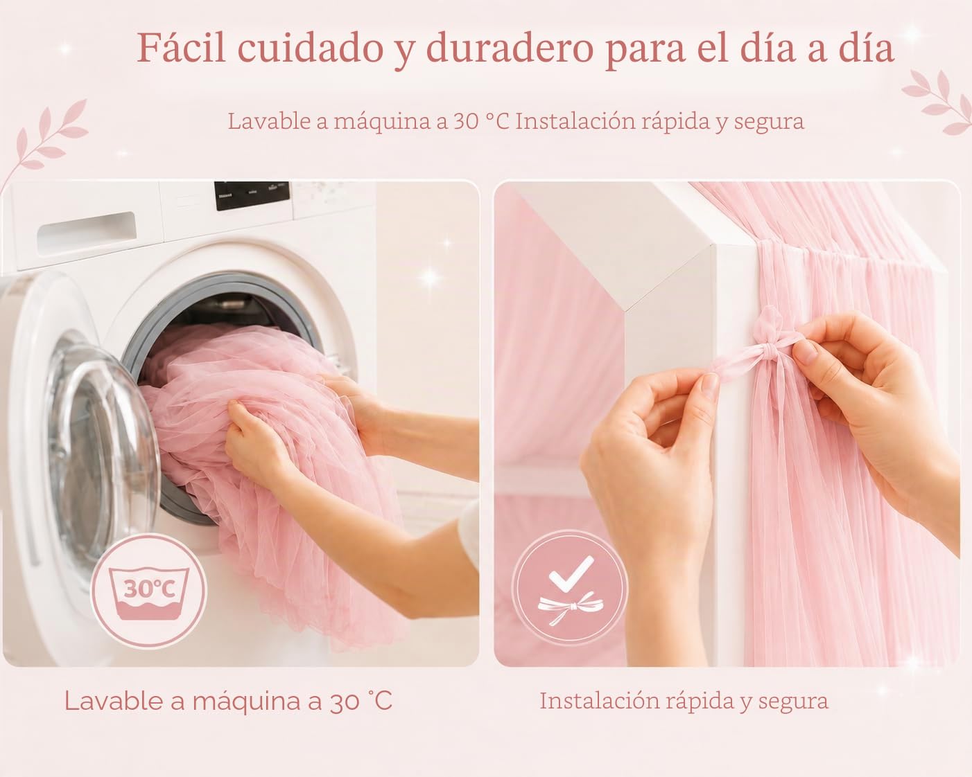 Baby Fancyroom Dosel Rosa para Cama Infantil, Cortina de Cama para Habitación de Niñas, Princesa (Cielo Rosa Sin Mariposas, 380 cm)