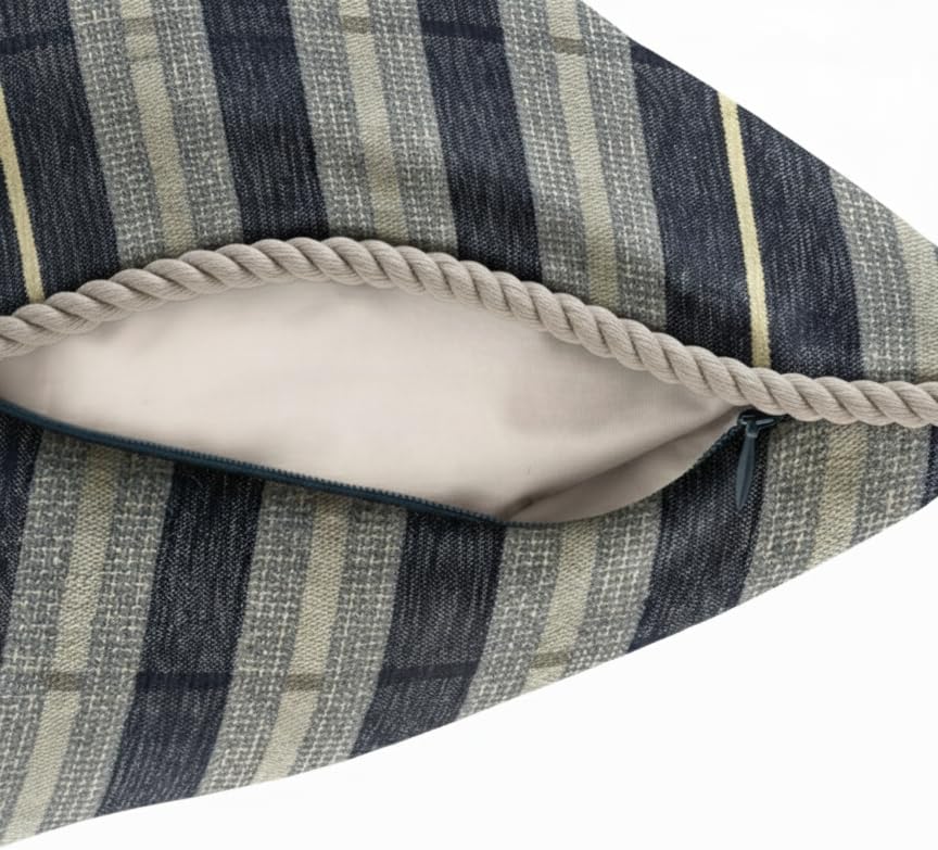 Howard Elliott Collection Roper Decorative Throw Pillow with Plaid Polyester Fabric, Removable Zipper Cover and Down Filled Insert for Sofa or Bed, 20x20 Inch, Midnight