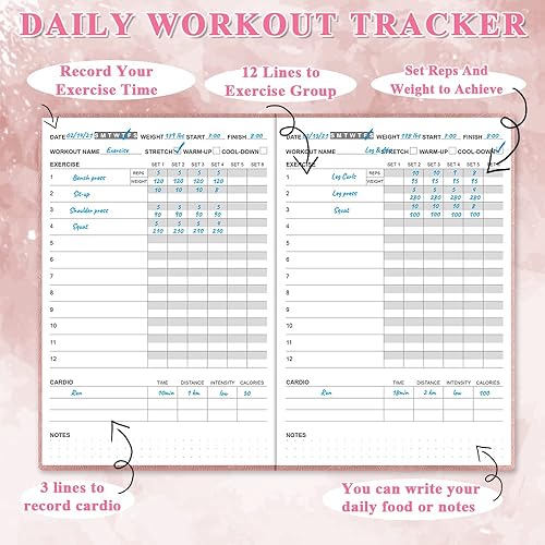 Miniatura 2 de Planificador de fitness  Planificador de entrenamiento para mujer y hombre, planificador de fitness para mujeres y hombres  Diario de entrenamiento