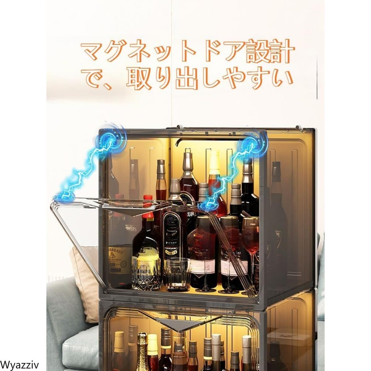 りえい　12月7日以降お取引　ウイスキーラック小 Amazon｜Wyazziv 小型ウイスキー棚 ウイスキーラック アクリルドア付