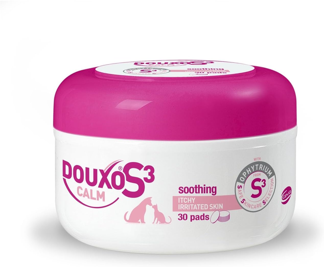 DOUXO S3 CALM Pads, Dog Itchy Skin Relief, Dry Skin Dog Solution, Pet Wipes for Cats, For Irritated Sensitive Skin, Dog Feet Wipes, Hypoallergenic Dog &amp; Cat Wipes, Soothes &amp; Hydrates, 30 Pads