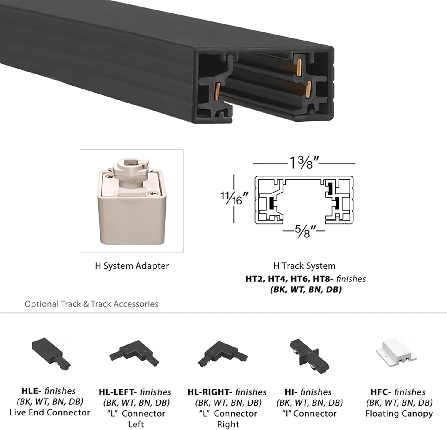 WAC H Track System Dimensions
