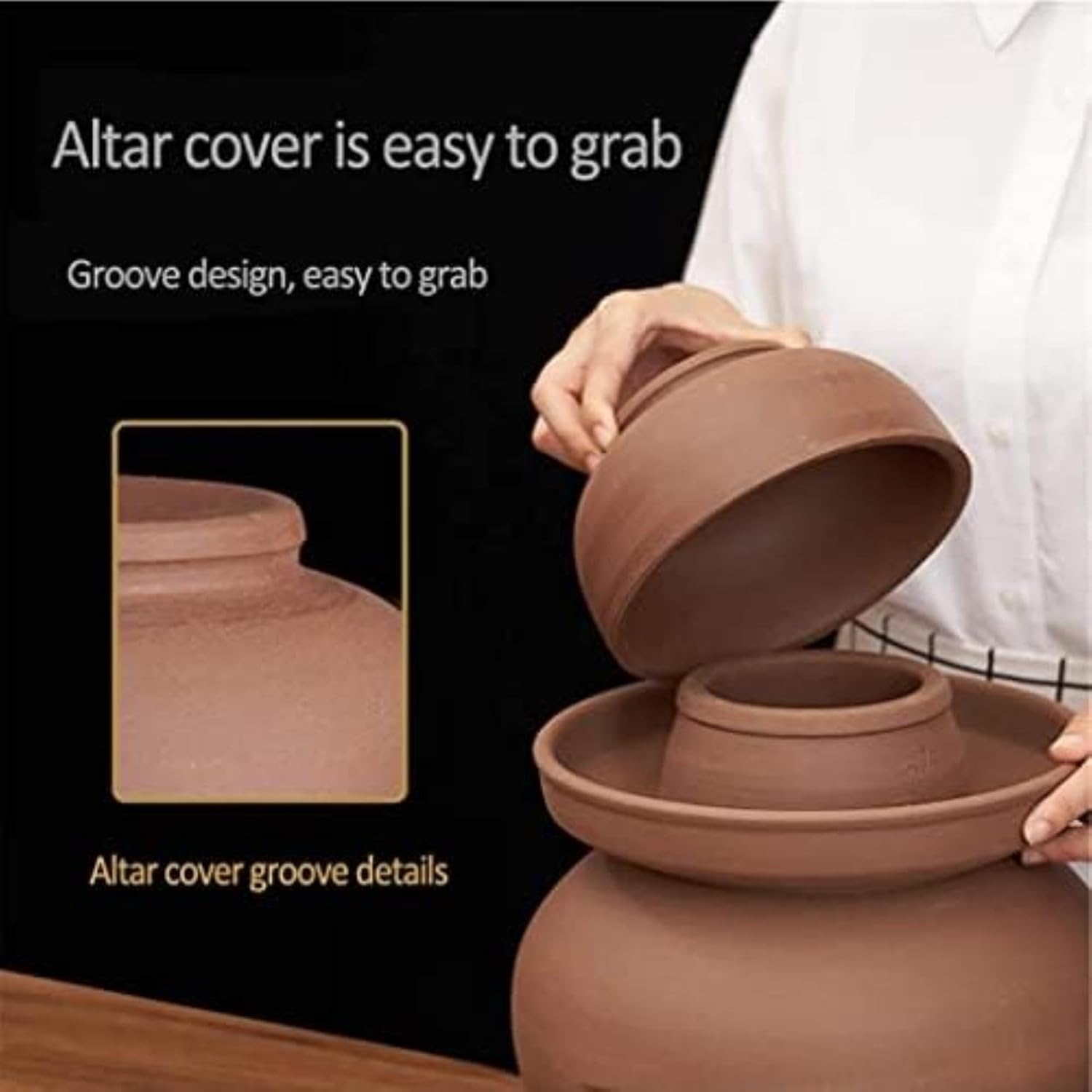 Ceramic Jars,Tea Jar,Chinese Style Storage Jars,Traditional Chinese Porcelain Pickle Jar,Ceramic Fermentation Crock Pickling Pot,Ceramic Fermenting Jar with Water Seal Airlock Lid Stoneware Fermenter