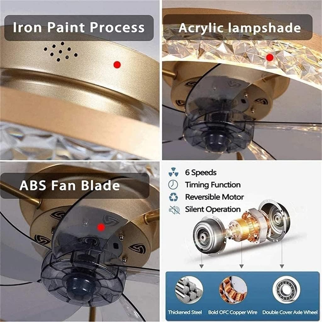 Ceiling Fan with LED Light and Remote Ceiling Lights Modern LED Lamp Bedroom Study Restaurant Decor Ceiling Lights (Colour: Black, Size: 16.5 x 50 cm) (Gold 16.5 x 50 cm)