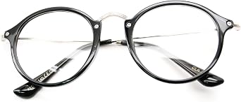 Vintage Inspired Metal Bridge Round Oval Clear Lens Eye Glasses
