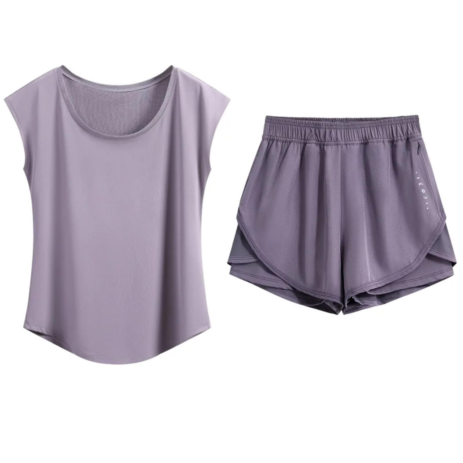 Set Sportivo Donna Set da Yoga for Donna, vestibilità Ampia, Senza Maniche, Top Palestra, Pantaloncini, Completo di 2 Pezzi Abbigliamento Sportivo, Estivi