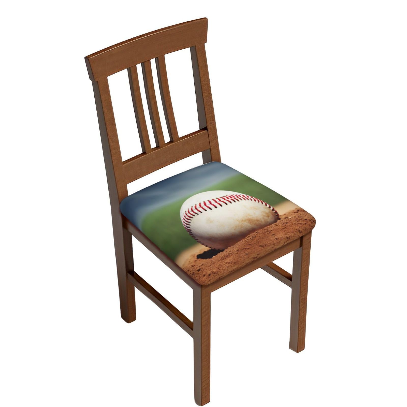 FodPand Baseball Square Stool Covers Four Pieces, Stretch Removable Square Bar Stool Seat Covers Washable Dustproof Stool Cushion Slipcover Soft Milk Silk Bar Chair Covers with Band