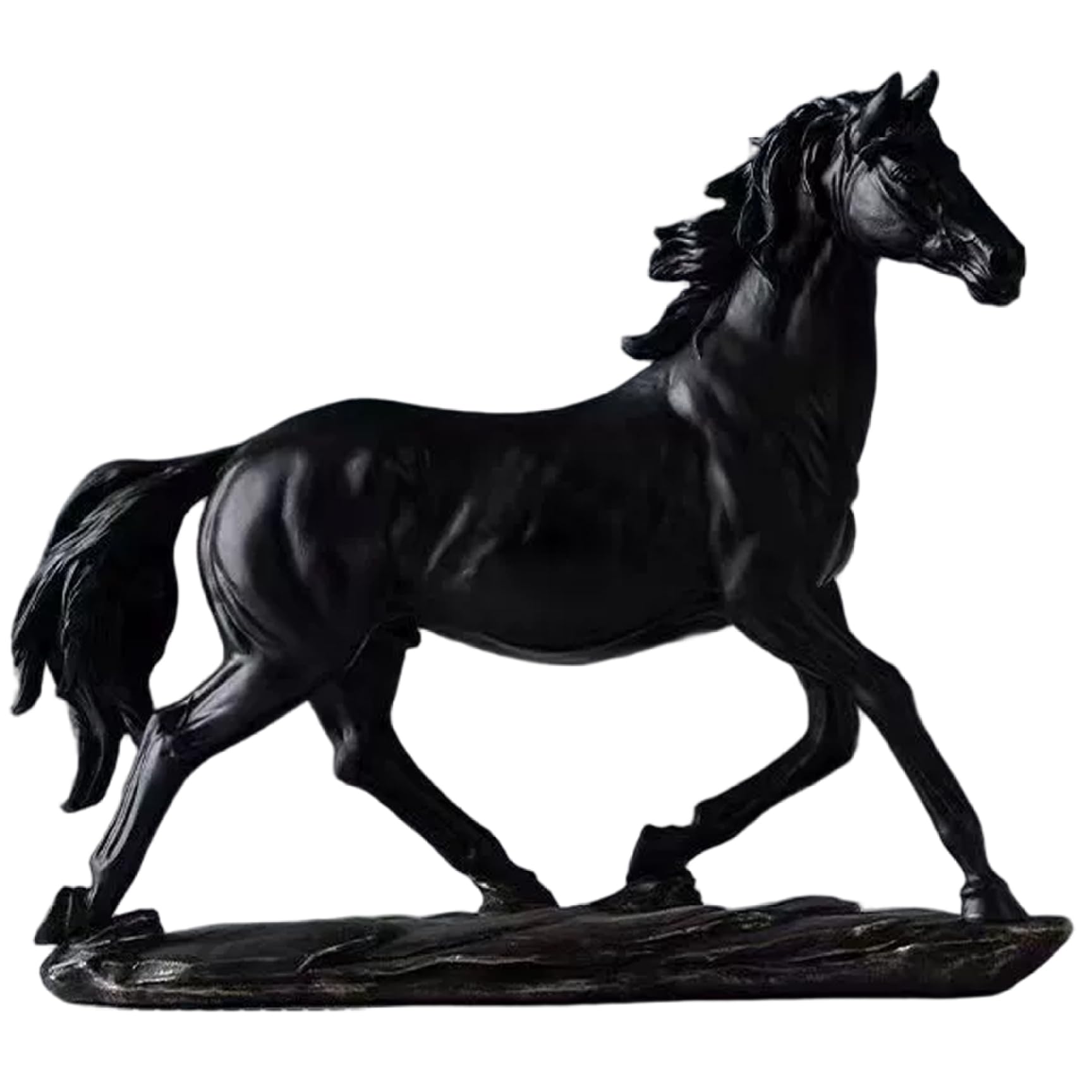 Statue de cheval noir figurine zodiaque chinois déco design