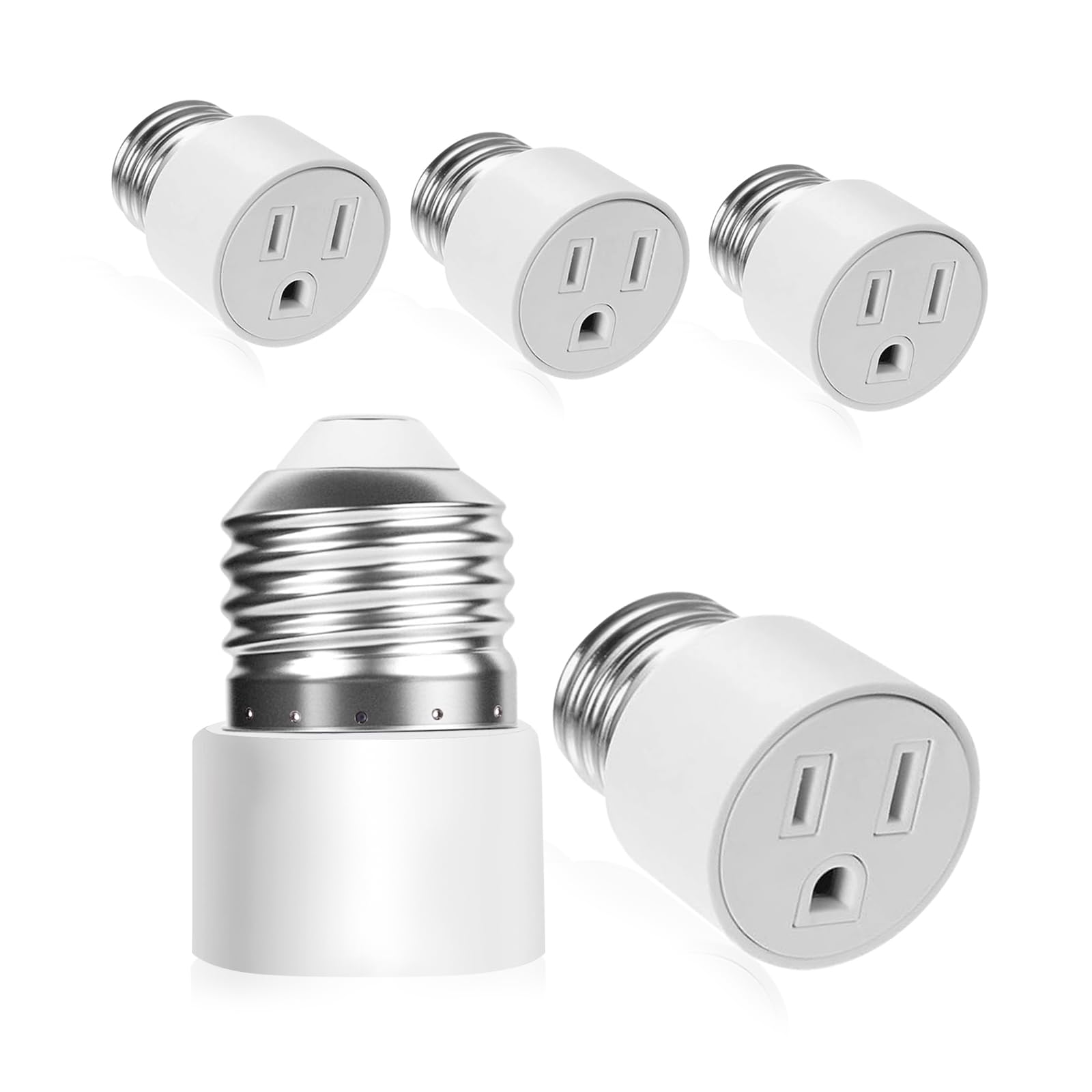 AOZBZ 5 Pack Light Socket Outlet Adapter - E26 Light Socket to 3 Prong Plug Adapter 150℃ Heat-Resistant E26 Light Socket Outlet Light Bulb Adapter