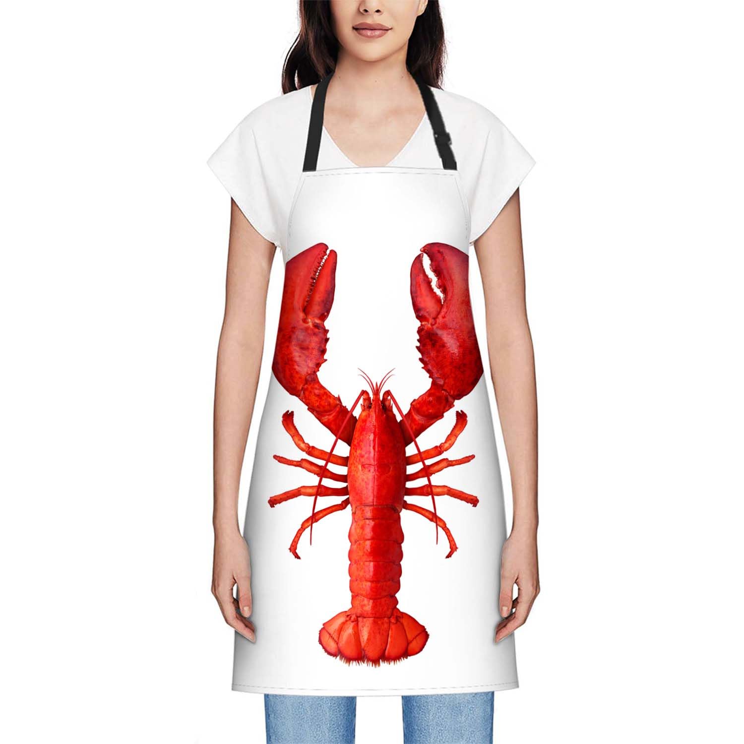 Smooffly Lobster Apron Unisex Adjustable Bib Apron Cooking Kitchen Chef Women Men Aprons for Home Kitchen Restaurant,Coffee House,Shop,Garden - Image 2