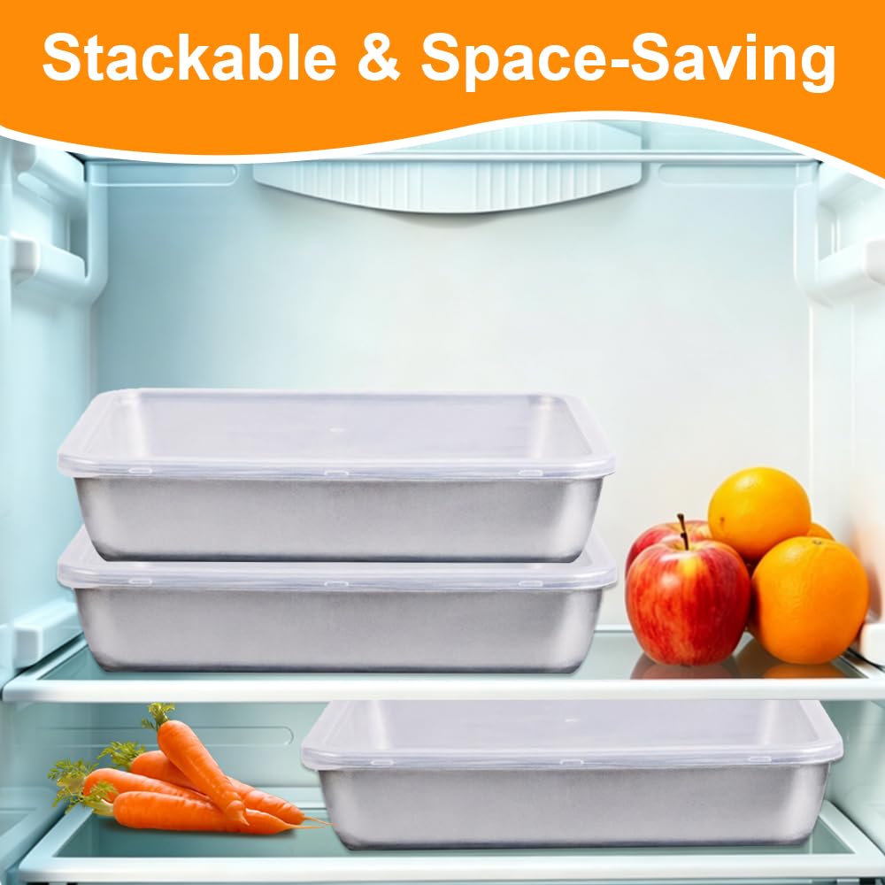 Boîtes à découper en acier inoxydable 1700 ml Boîte à découper empilable Boîtes à découper en acier inoxydable frais avec couvercle pour fromage, viande et sausage