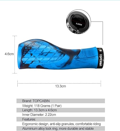 Vista 84 de Empuñaduras de manillar de bicicletas, empuñaduras ergonómicas de aluminio para bicicleta, vibraciones de amortiguación, empuñaduras de manillar