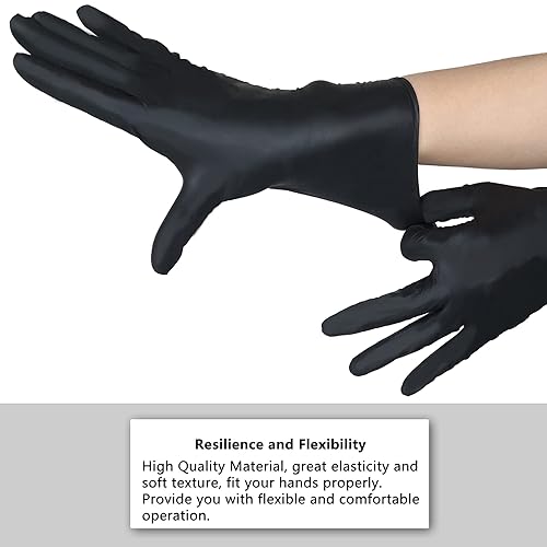 Miniatura 3 de akgk Guantes de nitrilo, 100 guantes desechables de nitrilo negro, pequeños, guantes de limpieza para cocinar, hogar y más, sin polvo, sin látex