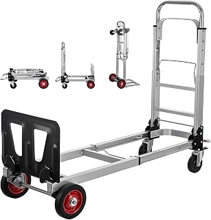 TOPDEEP Heavy Duty Aluminum Hand Truck, 2 in 1 Folding Hand Truck 330 lbs Load Capacity, Multi-Position Aluminum Convertible Hand Truck Dolly Cart, Pneumatic Wheels with Telescoping Handle