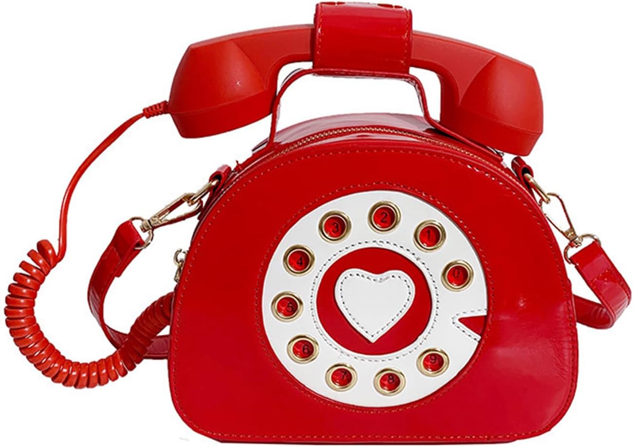 Sister Amy® Vintage-Inspired Crossbody Shoulder Bag – Retro Dial Telephone Design with Movable Microphone