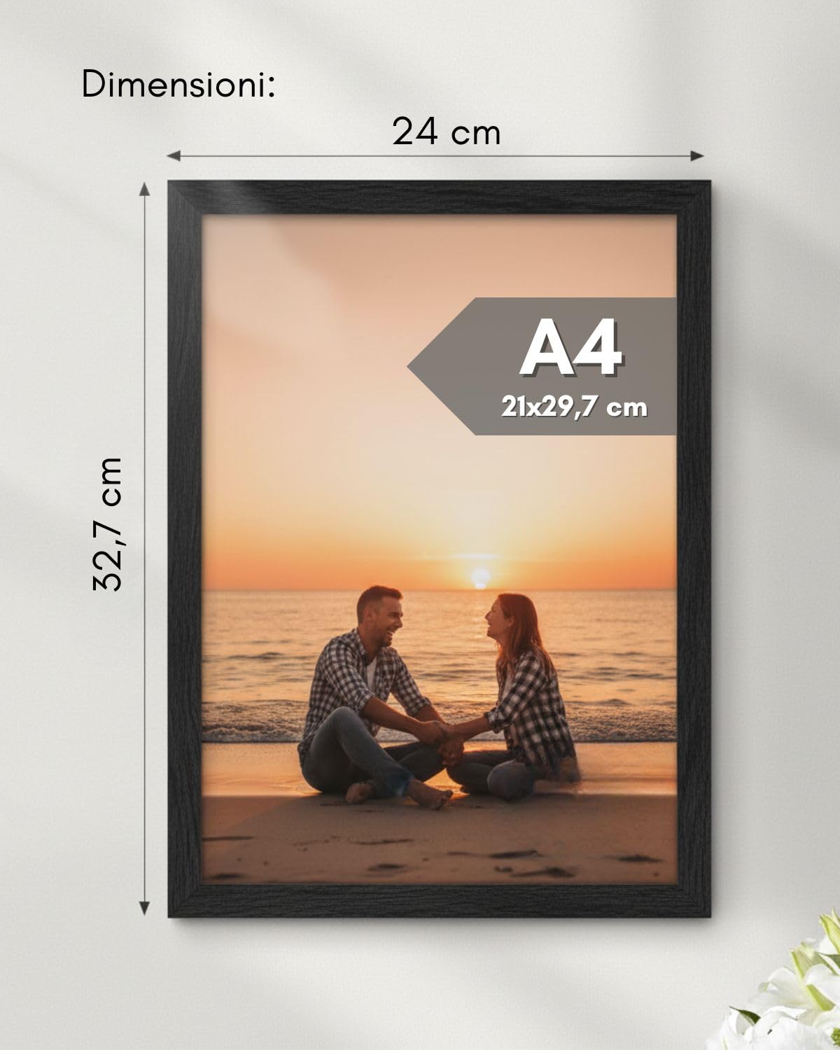 Cornice Oro 21x29,7 A4 in Legno Profilo 94 Vetro Antiriflesso Professionale