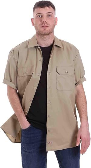 Dickies Men’s Short Sleeve Work Shirt – Durable Twill Button Down Shirts for Men, Lightweight Uniform for Daily Wear
