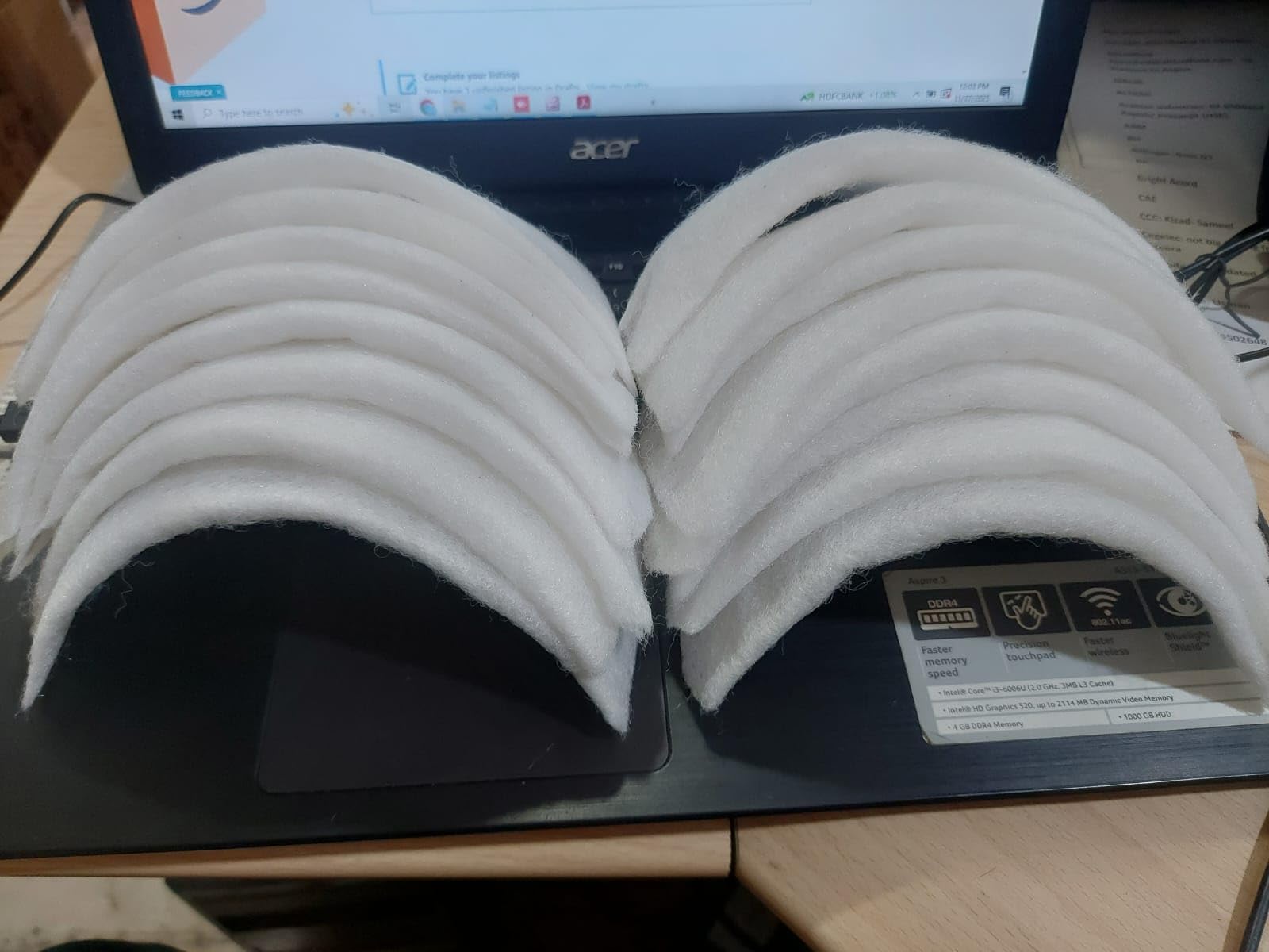Polyester Shoulder Pads, White, 8x5 Inch, for Men and Women Coats and Dresses, Set of 20 Piece. Light Polyfill Material.