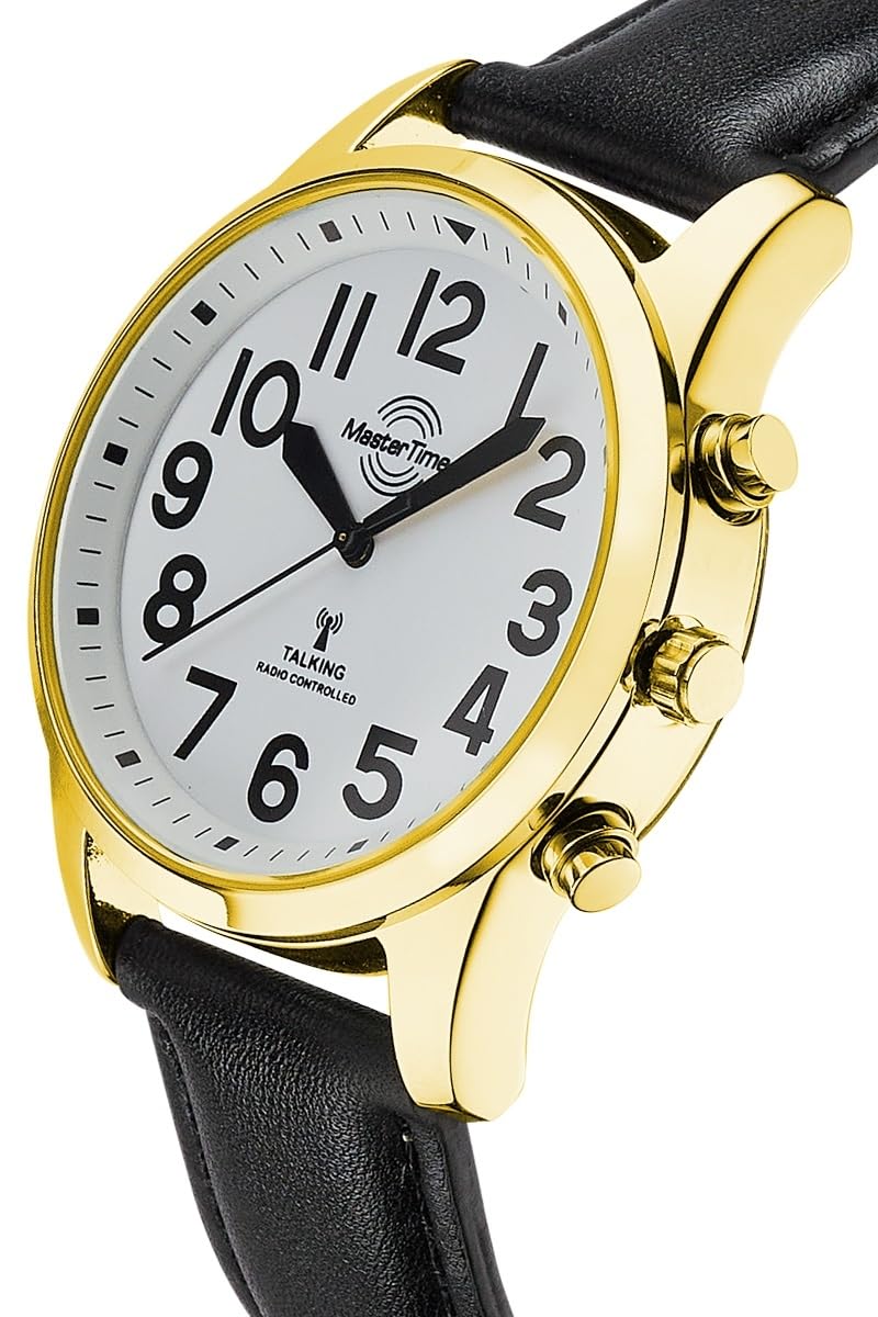 Master Time Funk Quarz Sprechende Herren Uhr Analog mit Leder Armband MTGA-10940-12L
