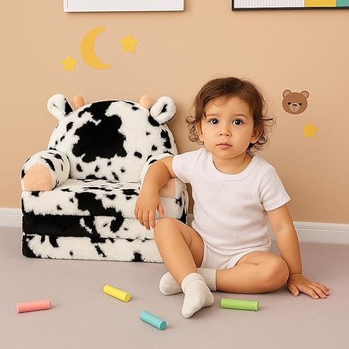 Miniatura 2 de Silla para Niños Pequeños con Piel de Conejo Sintética – Sofá Infantil Plegable 2 en 1, Sofá Suave para Lectura, Dormitorio o Sala de Juegos, Edades