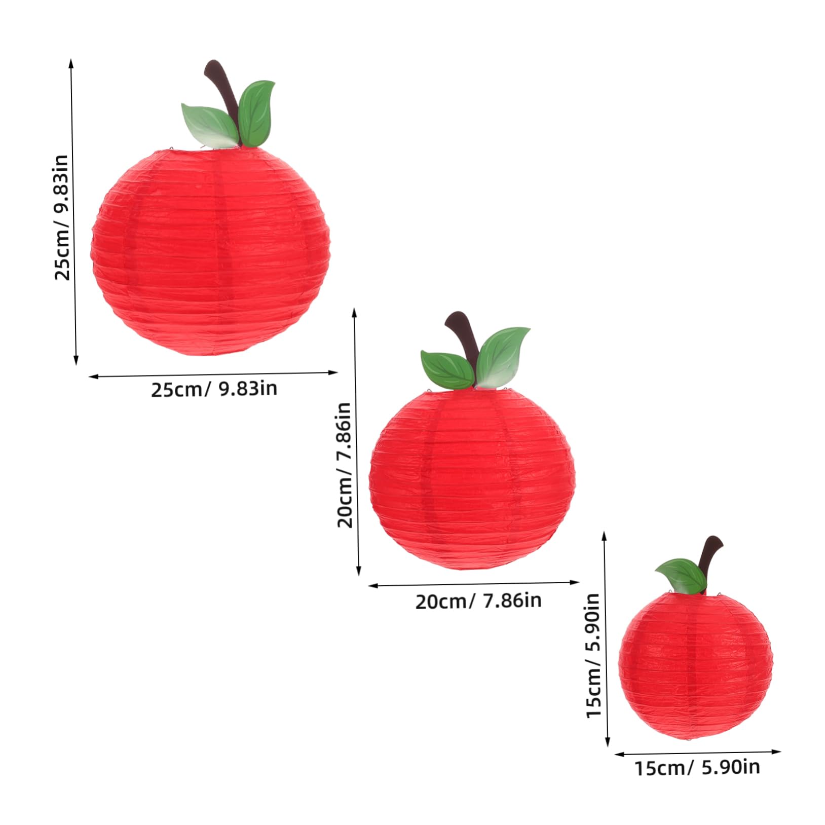 WHAMVOX 6pcs Apple Shaped Hanging Lanterns Fruit Themed Back to School Decorations Vibrant Apple Paper Lanterns for Classroom Birthday Parties