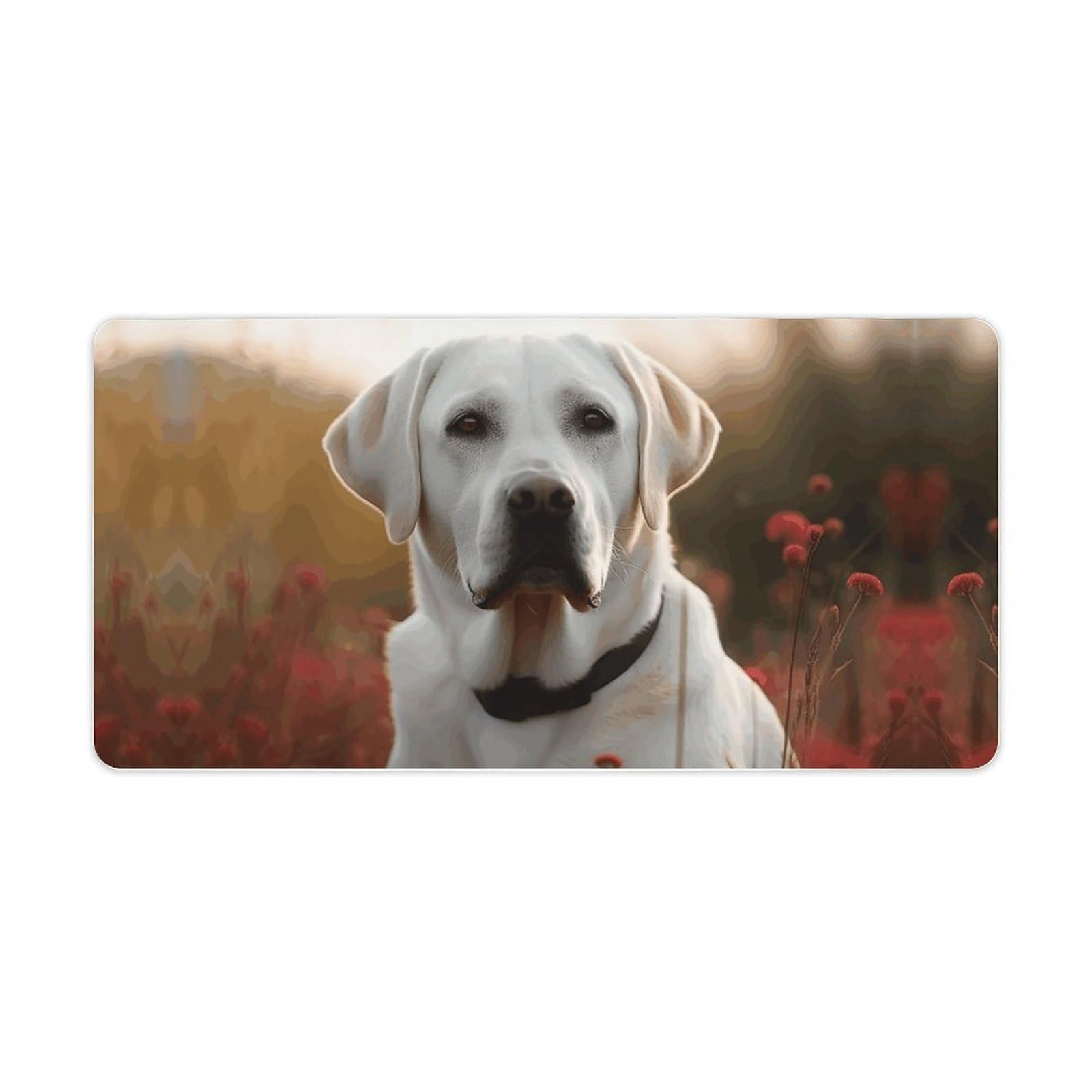 Gaming Mouse Pad for Desk White Labrador Printed Non-Slip Rubber Base Big Extended Desk Protector for Home Office