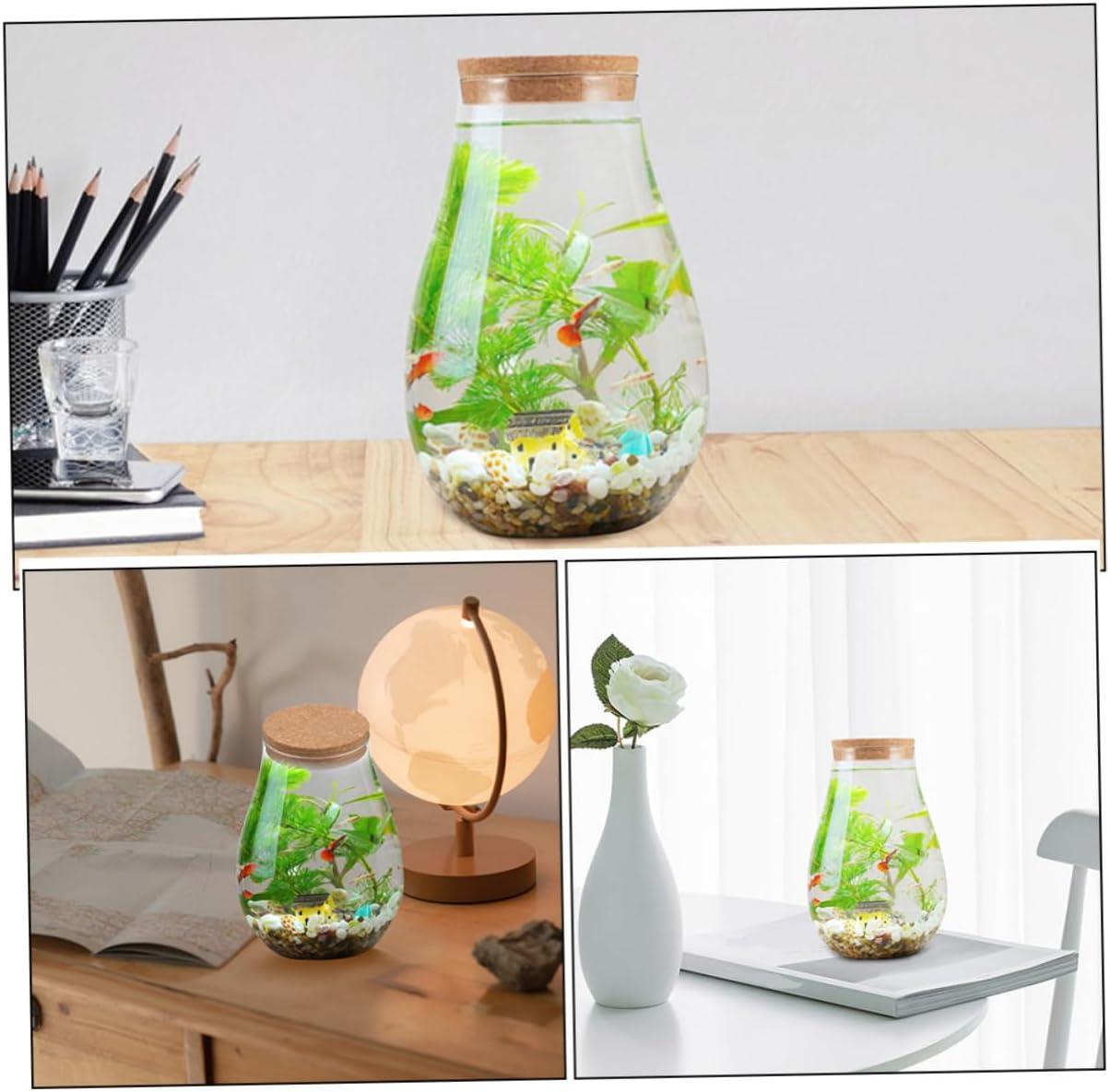 Yardwe 2Pcs Transparent Micro Landscape Bottle Vase for Plants Decorative Terrarium Container for Home Office Garden and Balcony Decor