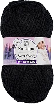 Kartopu Super Chunky,Wool Knitting Rope,(4Balls) Each Skein(Ball) 3.53 Oz (100g),Thick Winter Knitting Yarn (Black 940)