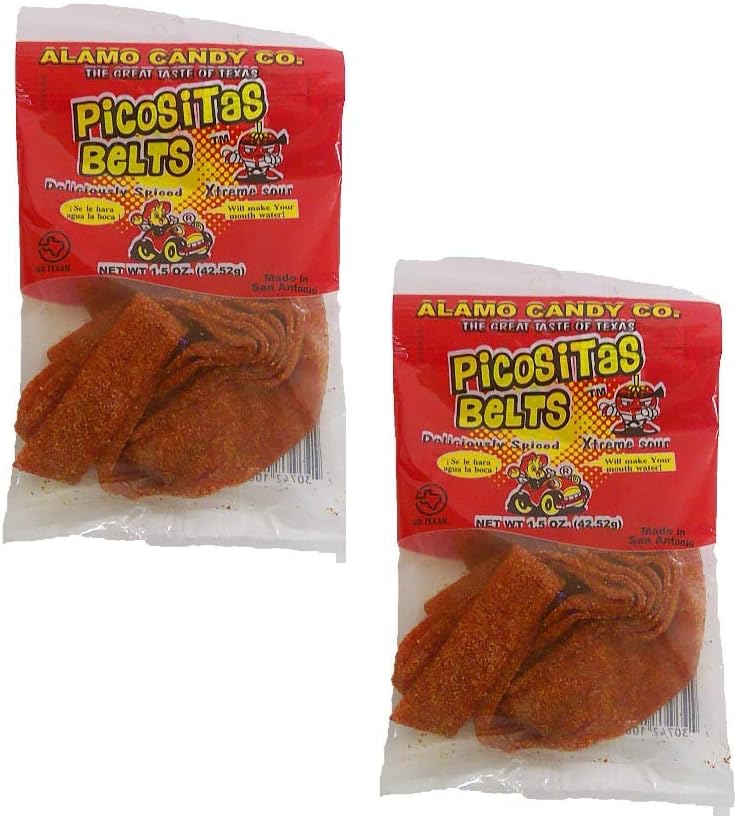 Alamo Candy Xtreme Sour Spiced Picositas Belts, 1.5 Oz (Pack of 2)