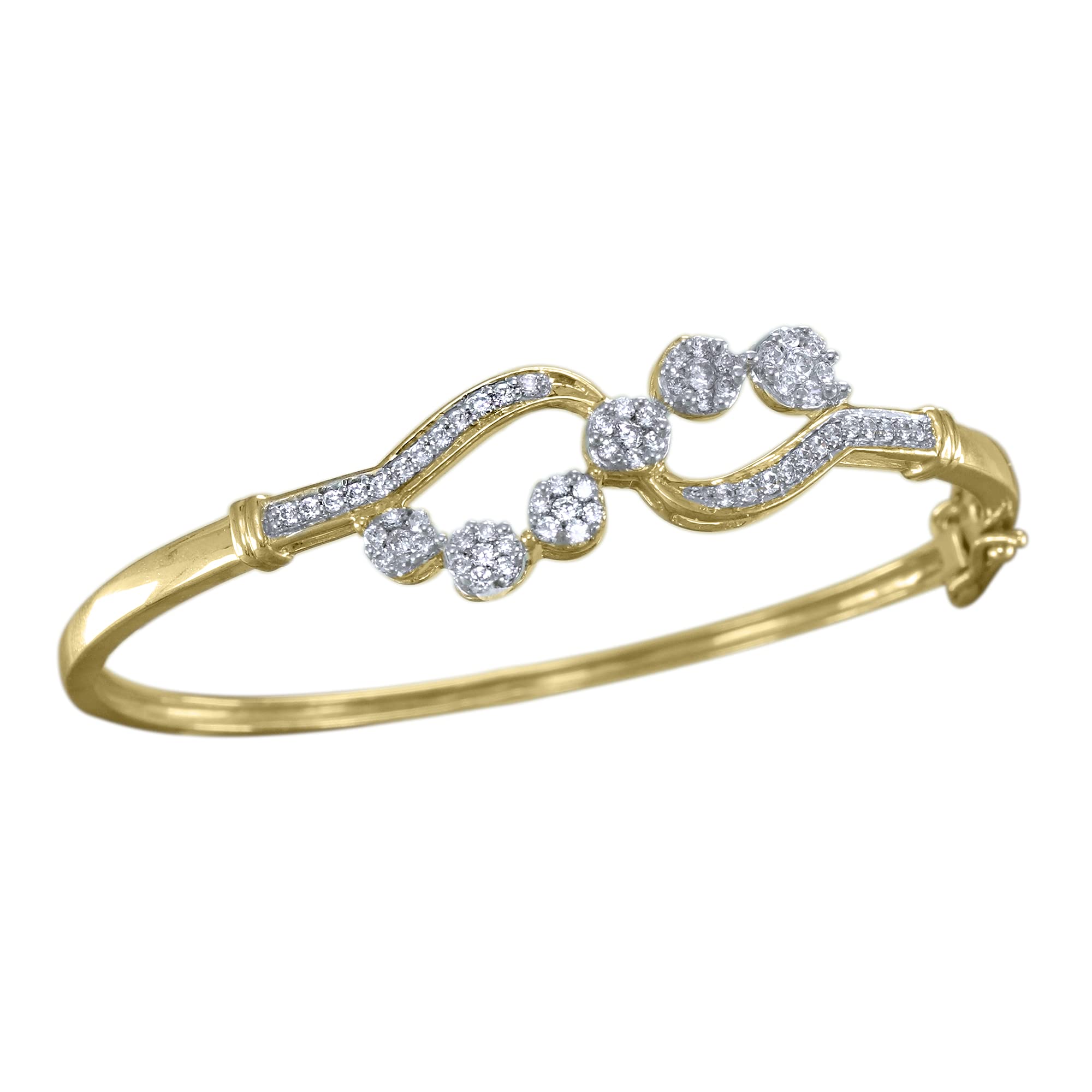 Pretty Jewels Infinity Floral Style 1 00 Carat ctw Round Cut White Diamond Cluster Bangle Bracelet In 10k