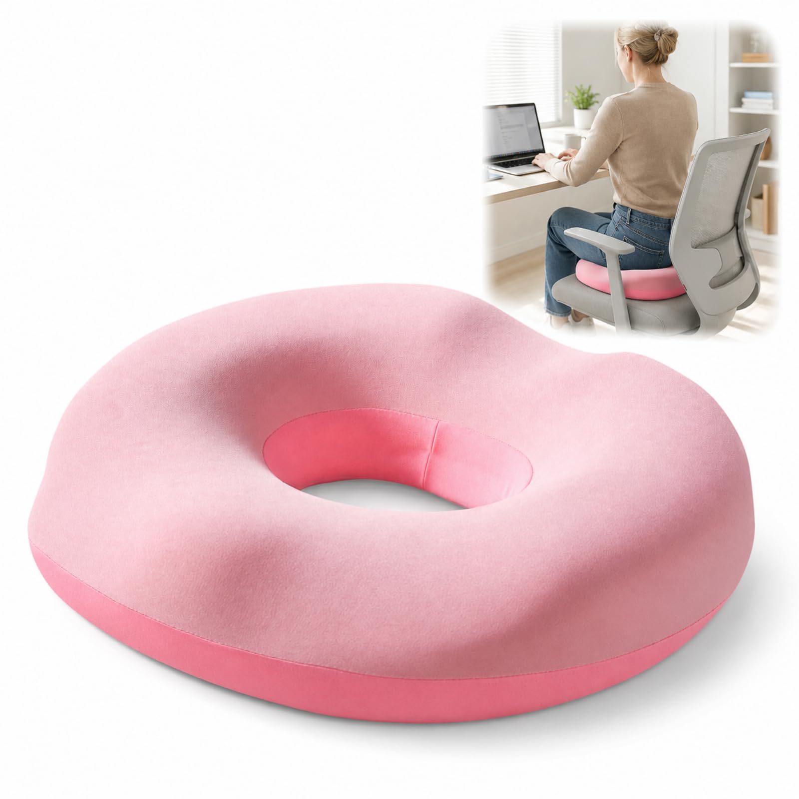 Donut Cushion for Hemorrhoids, Comfortable Memory Foam Seat Cushion