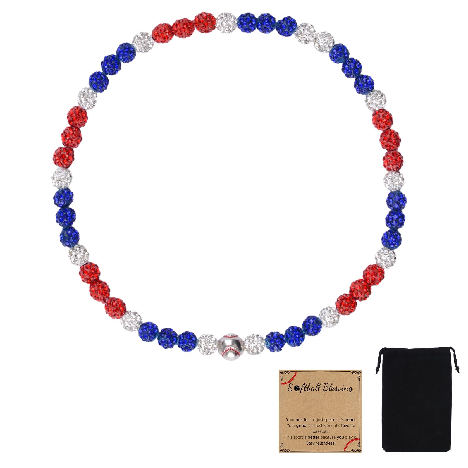 Chaîne de baseball perles strass accessoire homme pour match