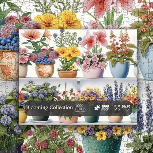 Rompecabezas PICKFORU Colección Floreciente de 1000 piezas, rompecabezas de jarrón con flores para adultos, rompecabezas de plantas y flores silvestres miniatura 4