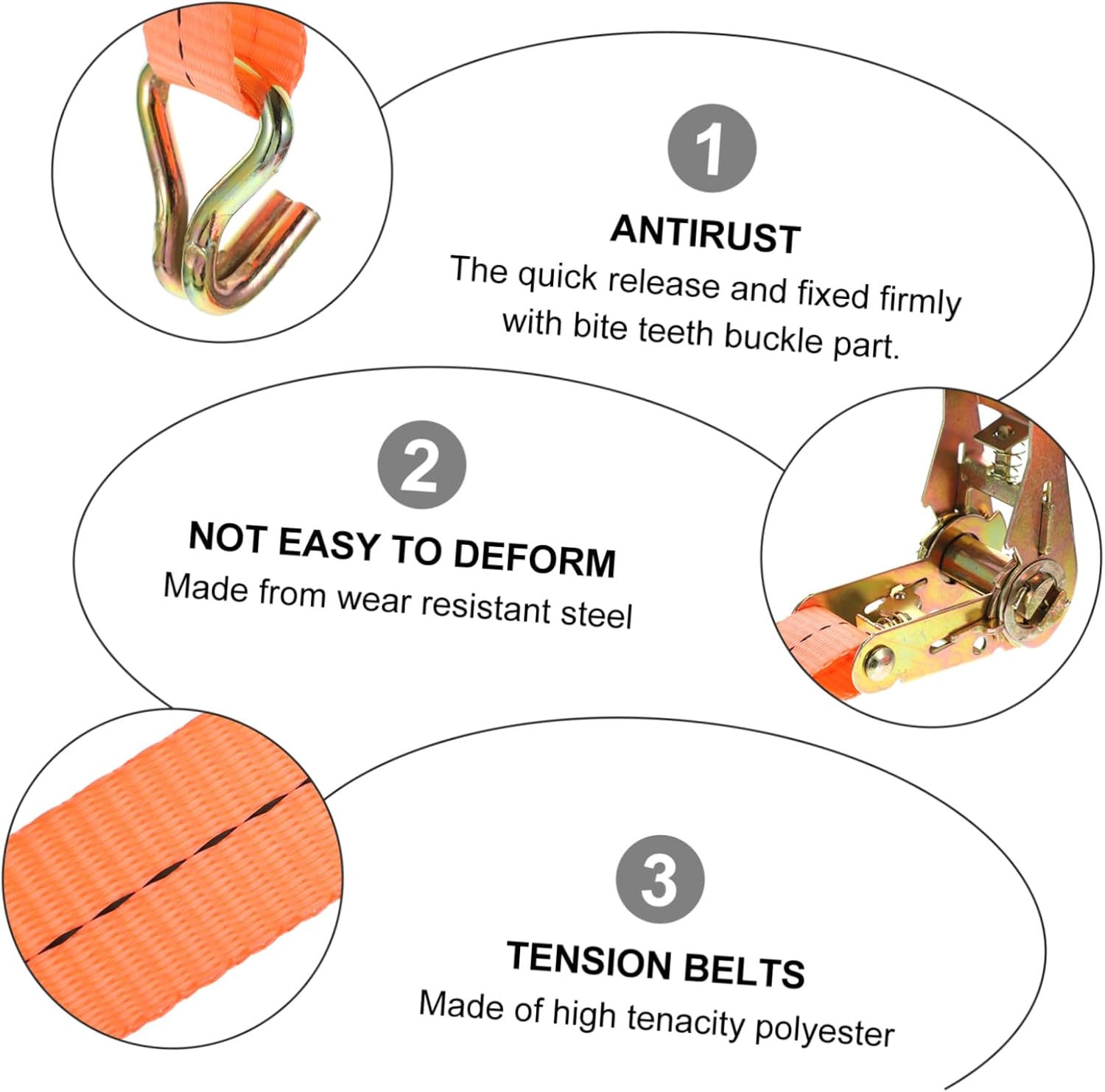 Veemoon 4pcs Ratchet Tie Down Straps Heavy Duty Cargo Tie Down Tensioner Belts Steel Hooks