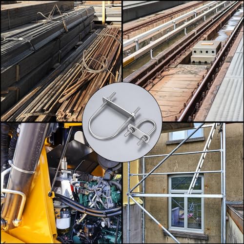 6 Stück Bügelschrauben M6, U Bolzen, Vierkant-Bügel, U-Bügel mit Mutter Rahmen und Gegenplatte, 304 Edelstahl Bügelschraube für Abschleppen von Autos Schiffen Reparatur (Rechter Winkel 62x25mm)