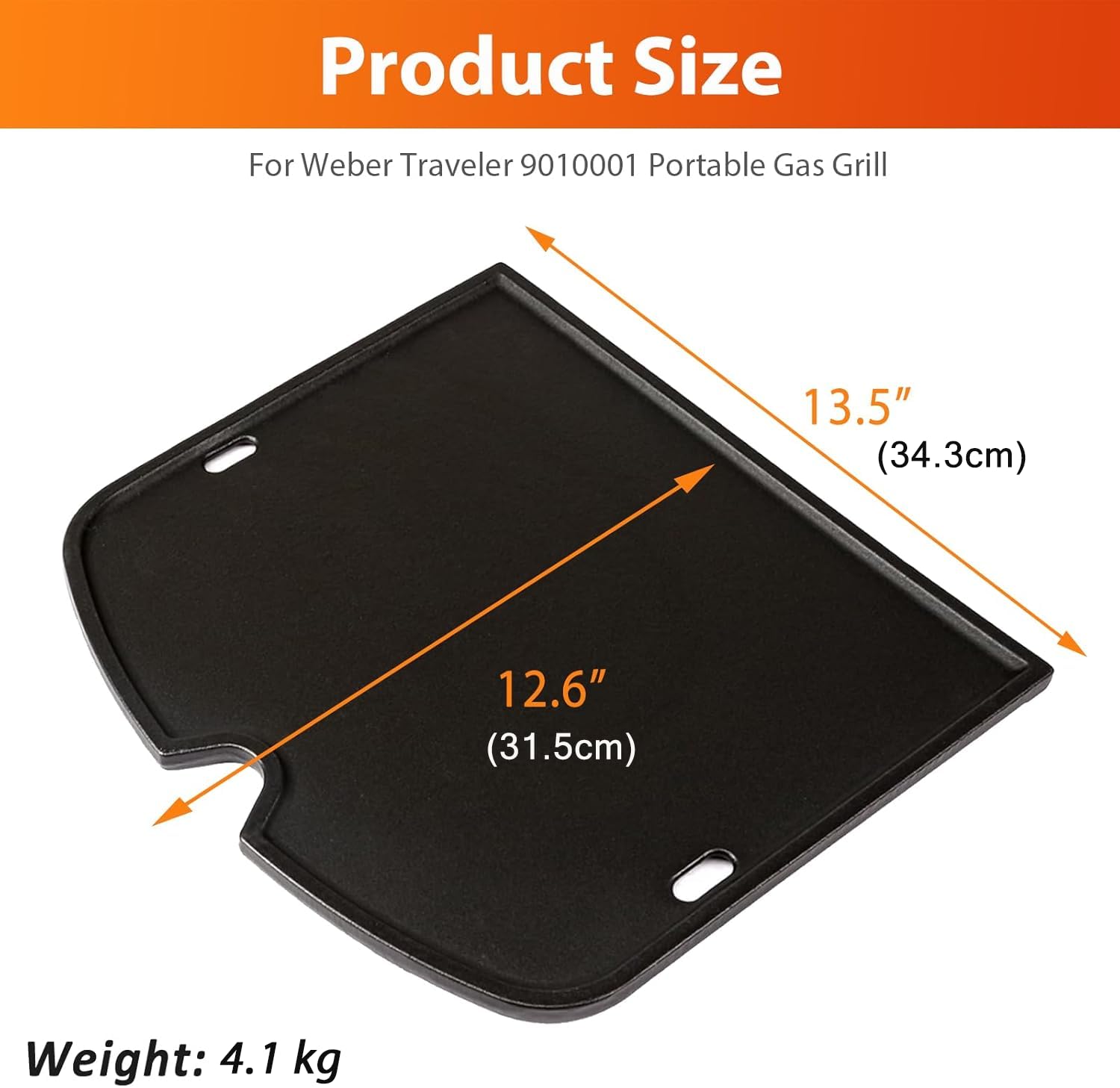 7034 Plancha de Hierro Fundido para Weber Traveler Barbacoa de Gas Portátil, Placa de Cocina para Weber Traveler 9010001 al aire libre Barbacoa de Barbacoa de Repuesto Negro