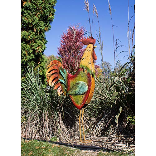 Rooster Décor Garden Statue - Chicken Yard Art Sculpture Outdoor - 63 Inch - Backyard Expressions