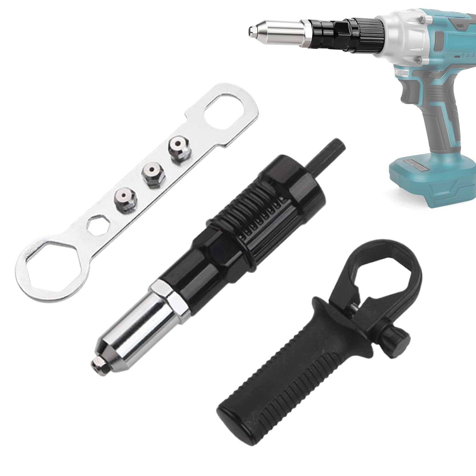 Kit Adaptador para Remaches - Accesorio para Taladros Eléctricos - Kit Adaptador Duradero para Hogar, Mantenimiento, Taller, Garaje, Industria y Reparaciones