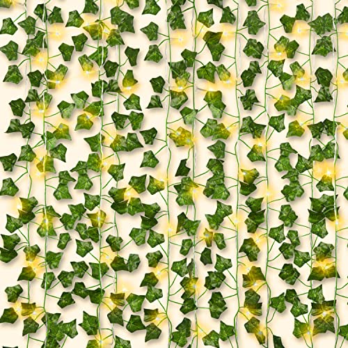 14 Pack Artificial Ivy Garland Fake Vines For Room Decor With 100 Led String Light Ivy Garland Artificial Hanging Plants Faux Greenery Leaves Bedroom Aesthetic Decor For Home Garden Wall Wedding #TOP18