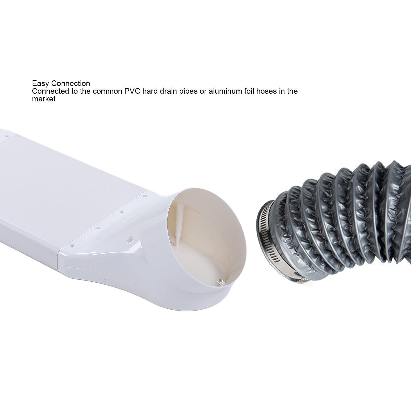 Fafeicy Kit de Transición de Conducto ABS de 200mm, Adaptador Redondo a Plano, Tubo de Cruce de Haz sin Taladro para de Ventilación de Secadora en Lavandería Doméstica