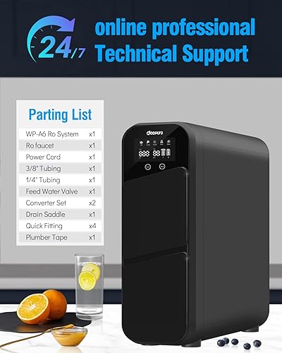 Miniatura 6 de Sistema de filtro de agua RO, ósmosis inversa bajo el sistema de filtración de agua del fregadero 600GPD, 0.0001μm purificadores de agua sin tanque