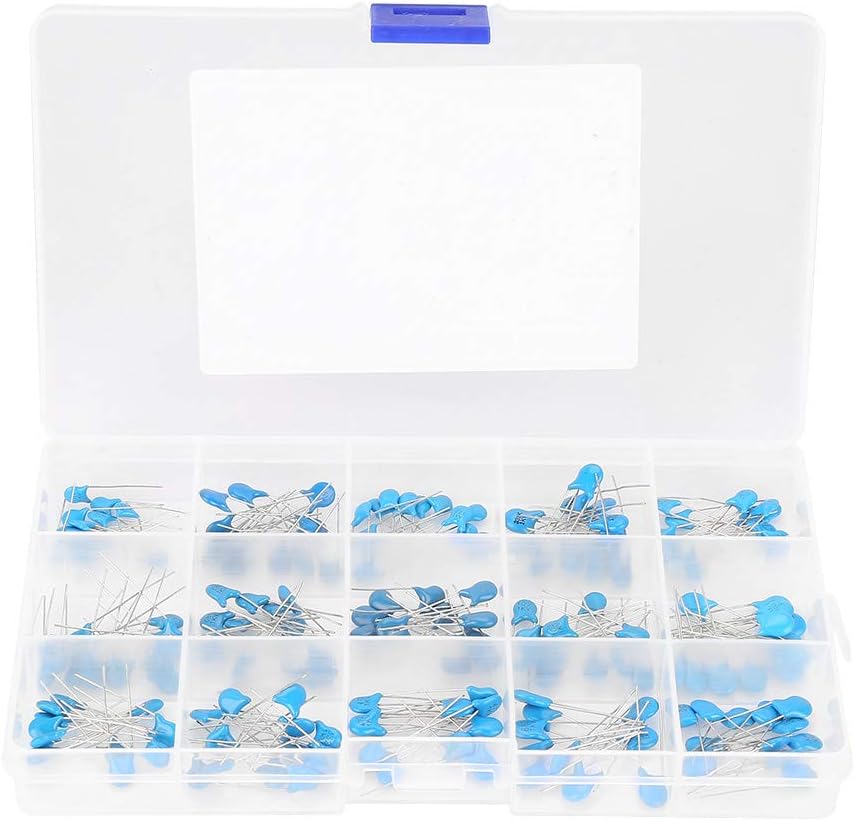 180PCS 100pF-10000pF 15 Value 1KV High Voltage Ceramic Capacitors Assortment Kit for DIY Electronic Circuit With Plastic Box