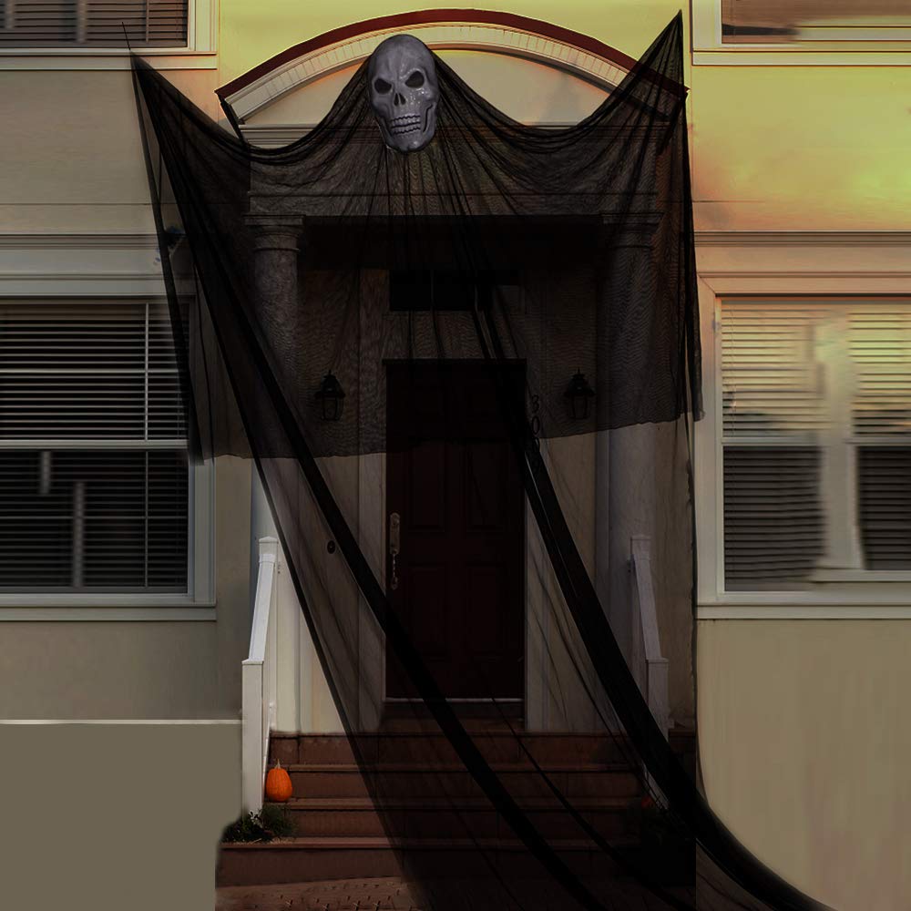 10Ft Hanging Ghost Props for Halloween Decorations,Large Outdoor Spooky Hanging Prop for Halloween Decor (Black)