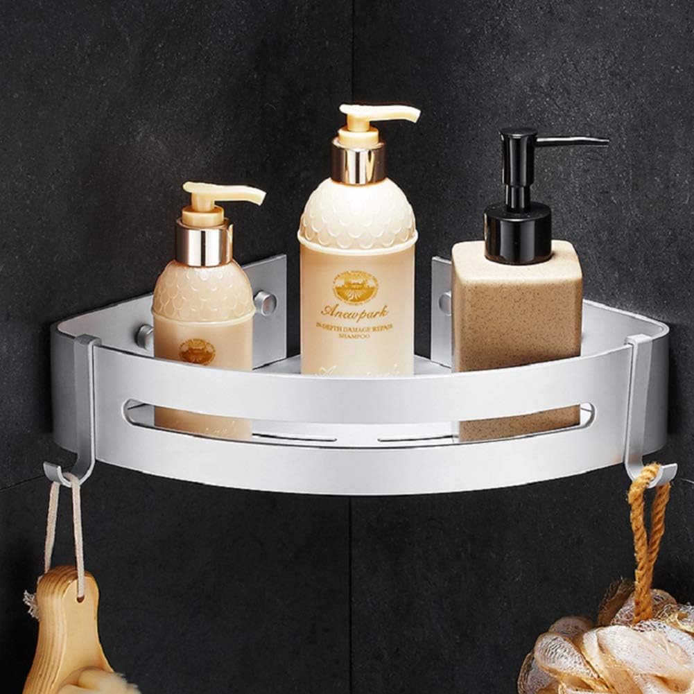 Mensola Angolo Doccia Argento - Con Ganci, Cestino E Scaffale, Facile Installazione - Foto 2