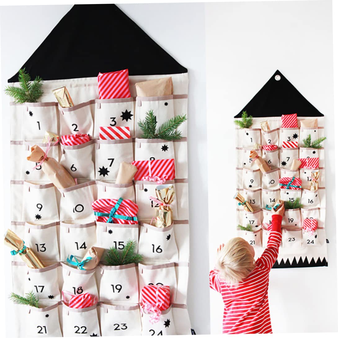 Calendario sospeso dall'Avvento di Natale con 24 tasche vuote Calendario per il conto alla rovescia portatile Vuoto Organizzatore di Natale Decorazioni per parete per porte 24 tasche.