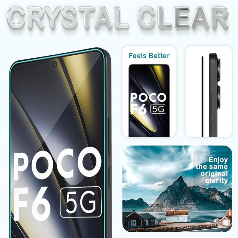 Image of Screen Protector Tempered Glass For Poco F6 5G Cellphone With Easy Installation Kit