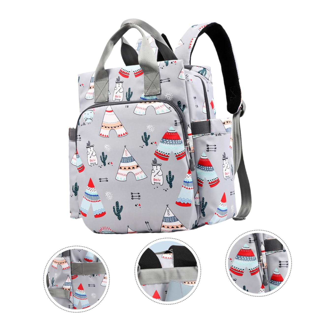 Mumienschultertasche für Mütter Praktischer Organizer Dunkelgrau für Unterwegs mit Großem und Feuchtigkeitsbeständigem
