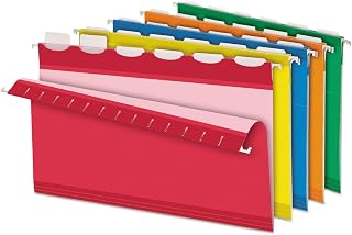 Pendaflex Ready-Tab Reinforced Hanging File Folders, Legal Size, Assorted Colors, 6 Tab, 25/BX (42593)