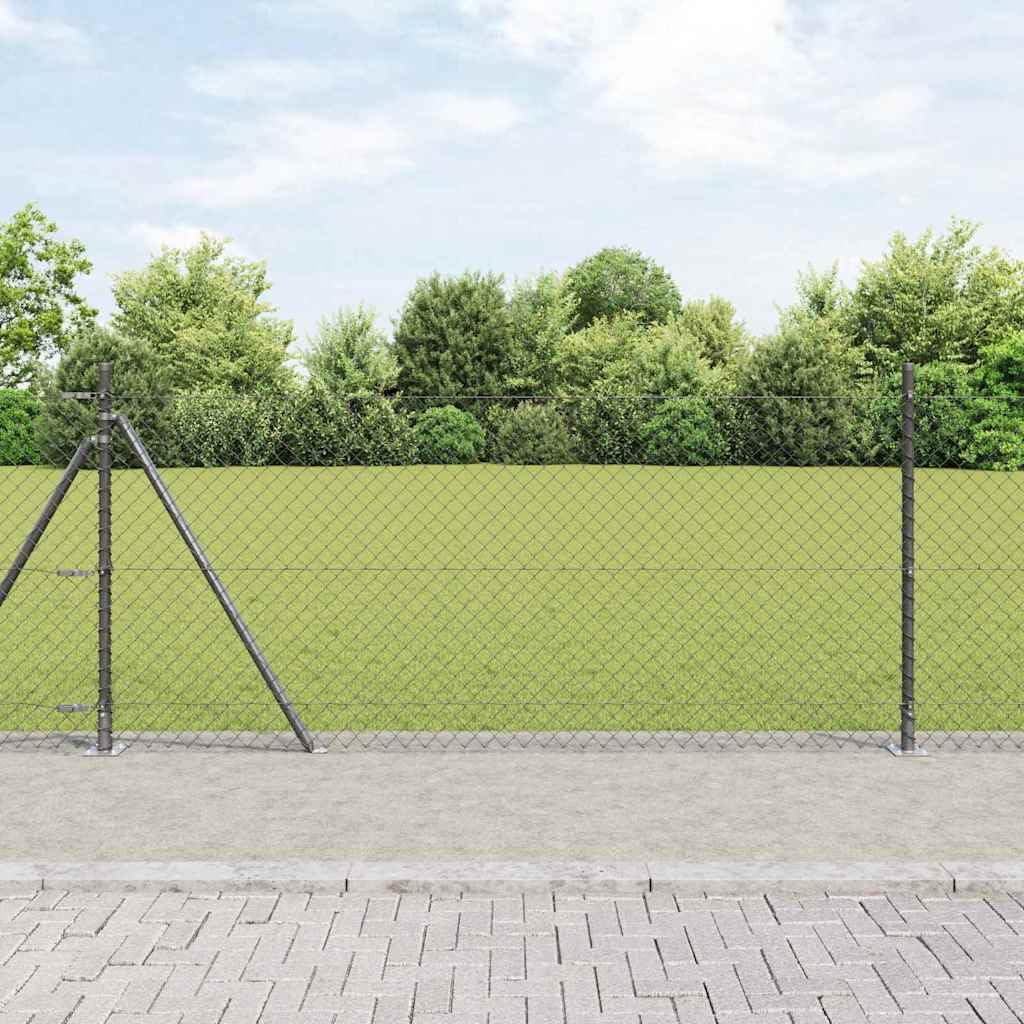 vidaXL Cerca de eslabones de cadena con base de concreto 25 x 0,8 m | Hecha para aguantar afuera, Superficie lisa con acabado en polvo, Ideal para cualquier necesidad de cercado