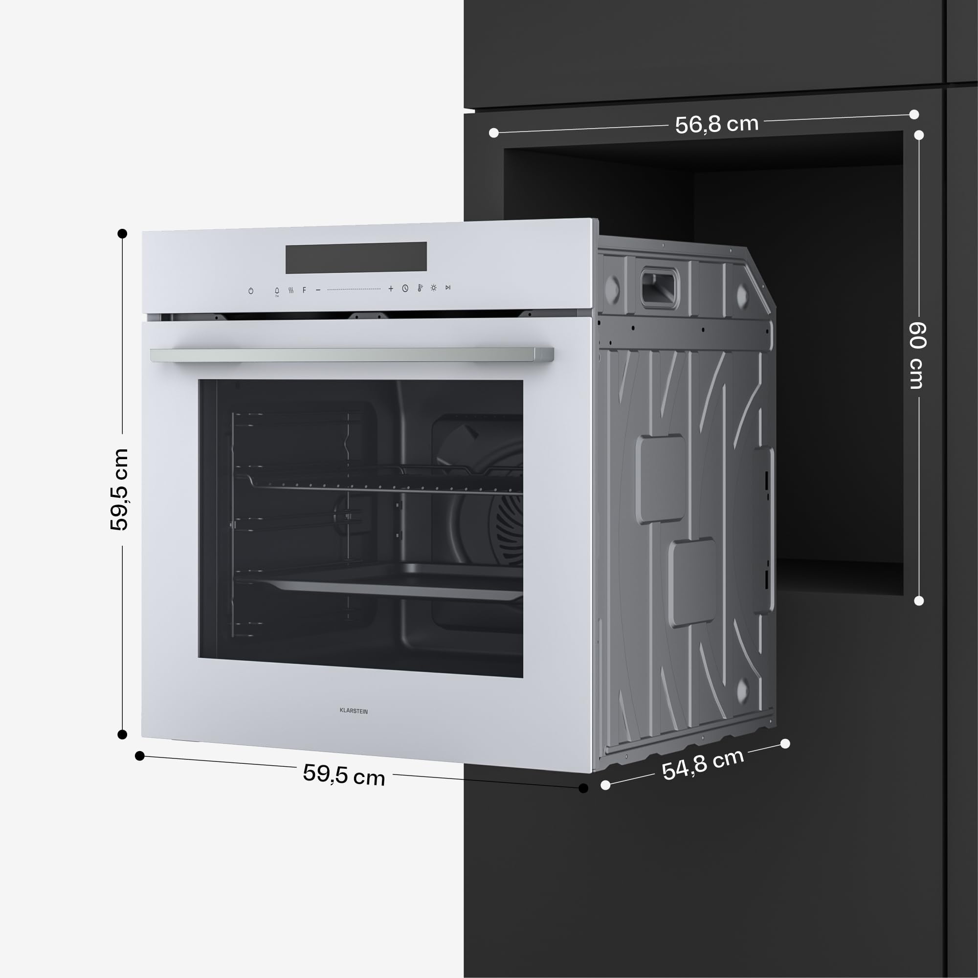Klarstein Velaire piekarnik do zabudowy 60 cm – 74 l, 13 funkcji, efektywność energetyczna A+, obsługa dotykowa, timer, piekarnik, urządzenie do zabudowy, łatwy do czyszczenia, biały